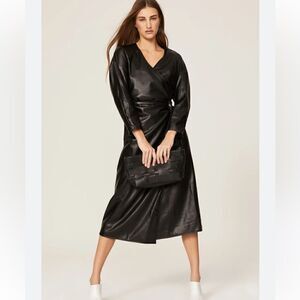 NWT PROENZA SCHOULER Faux Leather MIDI Dress Size 6 Black